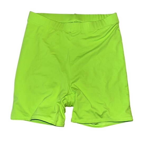NWOT Skims Signature Swim Mid Waist Neon Green Biker Shorts Women's X-Small XS - Picture 1 of 5